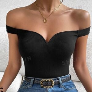 Shein Ribbed Knit Off Shoulder Top